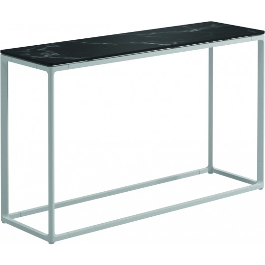 103846	Maya Low Console Table 39.5" x 12" w/Nero Top - White