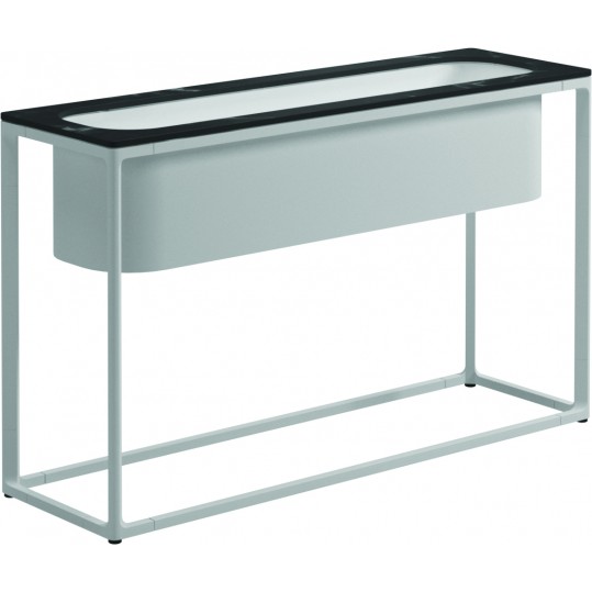 103866	Maya Low Planter 39.5" x 12" w/Nero Top - White