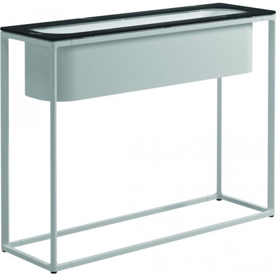 104203	Maya Tall Planter 39.5" x 12" w/Nero Top - White