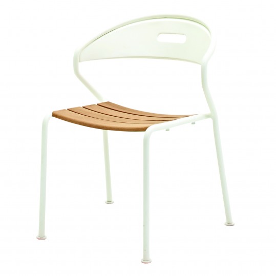 Curve Dining Chair Teak Slats - White