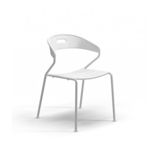 Curve Dining Chair Aluminium Slats - White