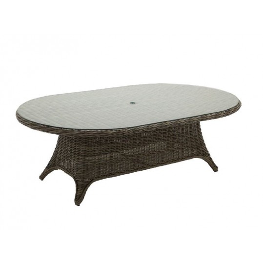 Havana 54" x 86.5" Woven Dining Table - Willow - Woven Top w/ Glass Overlay - *White Glove Item*