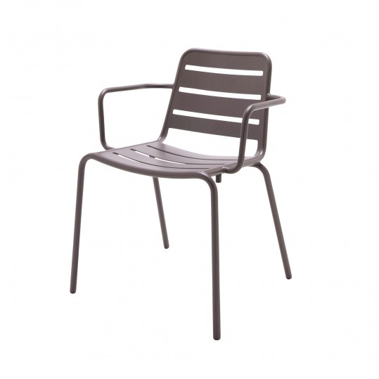 Nomad Aluminum Stacking Chair w/Arms - Taupe