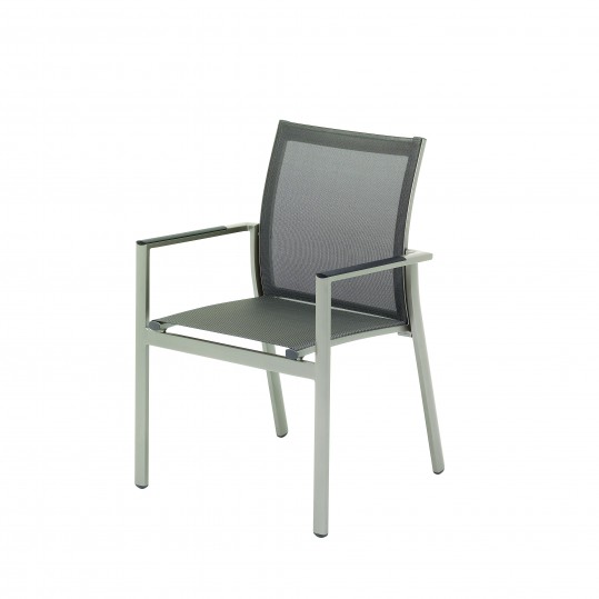 Azore Stacking Chair w/ Arms - Tungsten/Mercury