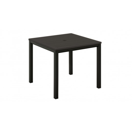 Azore 34" Square Dining Table w/Aluminum Top - Slate base / Black Top