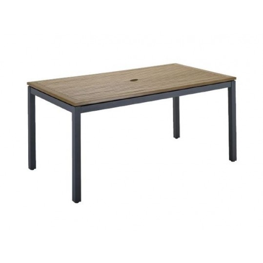 Azore 63" x 34" Dining Table - Synthetic Wood Top w/ Parasol Hole - Slate