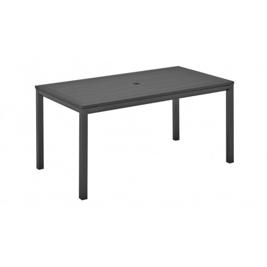 Azore/Riva 63" x 34" Dining Table - Black Aluminum Top w/ Parasol Hole - Slate