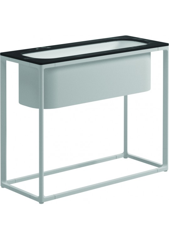 103856	Maya Low Planter 29.5" x 12" w/Nero Top - White