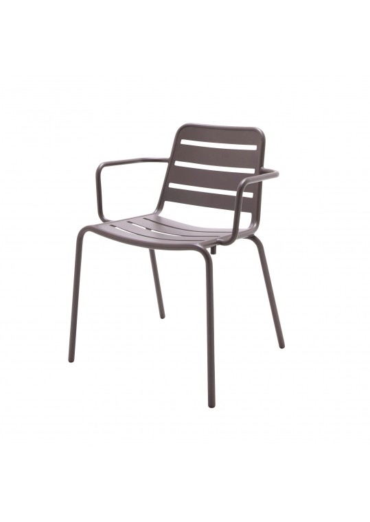 Nomad Aluminum Stacking Chair w/Arms - Taupe