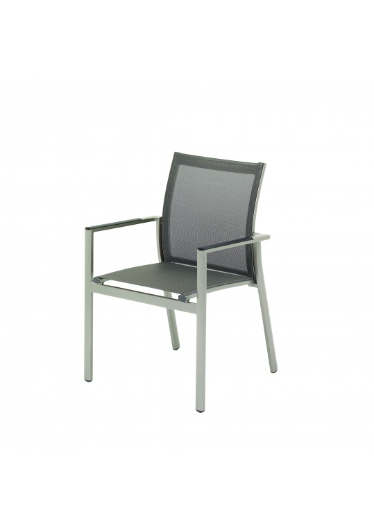 Azore Stacking Chair w/ Arms - Tungsten/Mercury