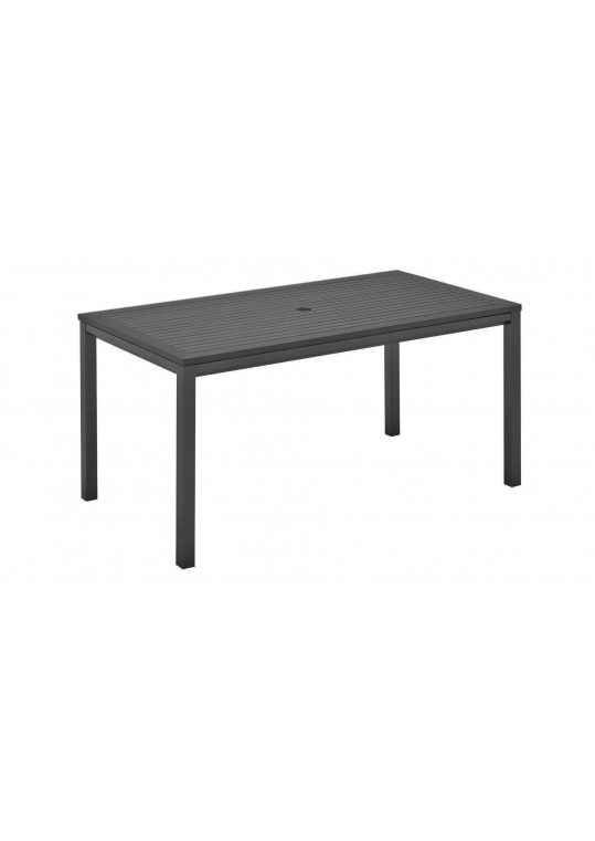 Azore/Riva 63" x 34" Dining Table - Black Aluminum Top w/ Parasol Hole - Slate