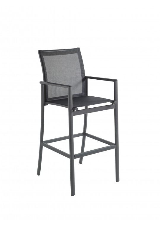 Azore Bar Chair with Arms - Meteor/Charcoal