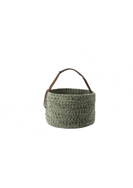 100927	8321M	Deco Basket with Leather Handle - Moss