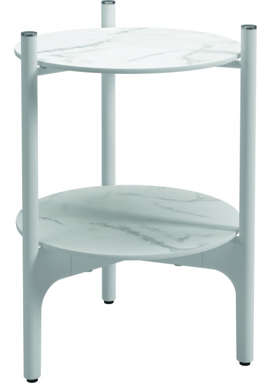 101007	9798W	Grand Weave Side Table White w/Bianco Tops