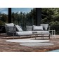 Grand Weave basalt seating unit with meteor/nero coffee table and white/bianco side table